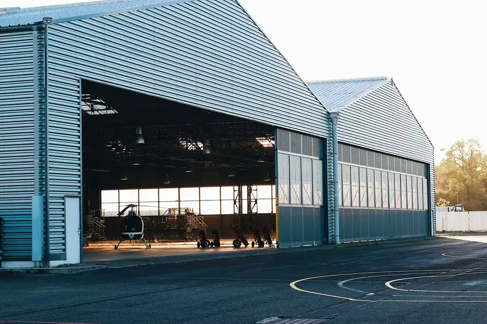 Modern exterior of the flight simulator facility