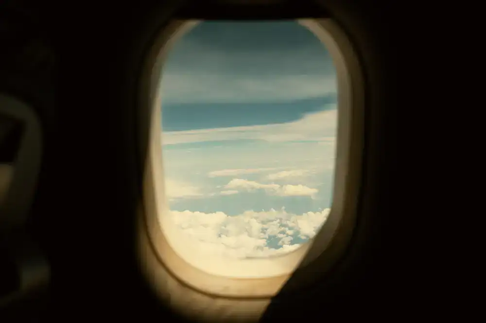 View from the cockpit window at cruising altitude